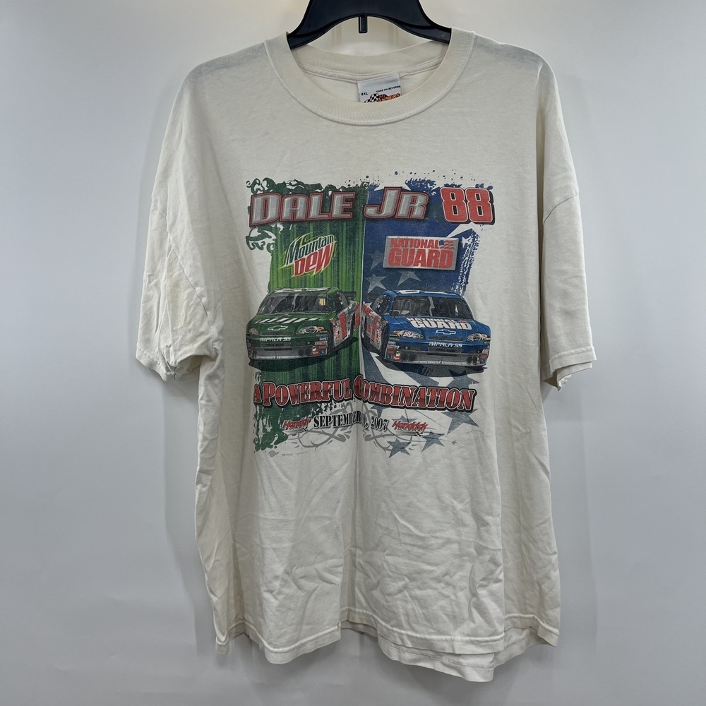 Dale Earnhardt Jr Shirt Mens 2XL White NASCAR Racing 88 National Guard Vintage - Picture 2 of 13